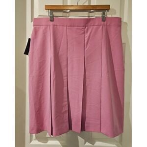 Worthington Skirt 18P Petite Crocus Flower Pink Pleated Stretch Side Zip‎ NWT